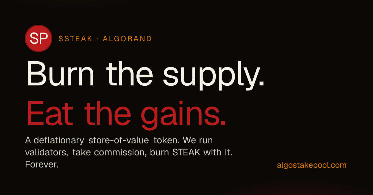 Algorand’s Steak Pool burns 1.9M STEAK via validator commission